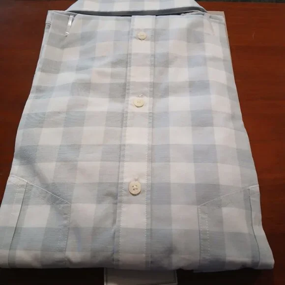 Untuckit  Santa Marzi Women's  Blue and White Plaid Long Sleeve Button D… - Picture 5 of 5